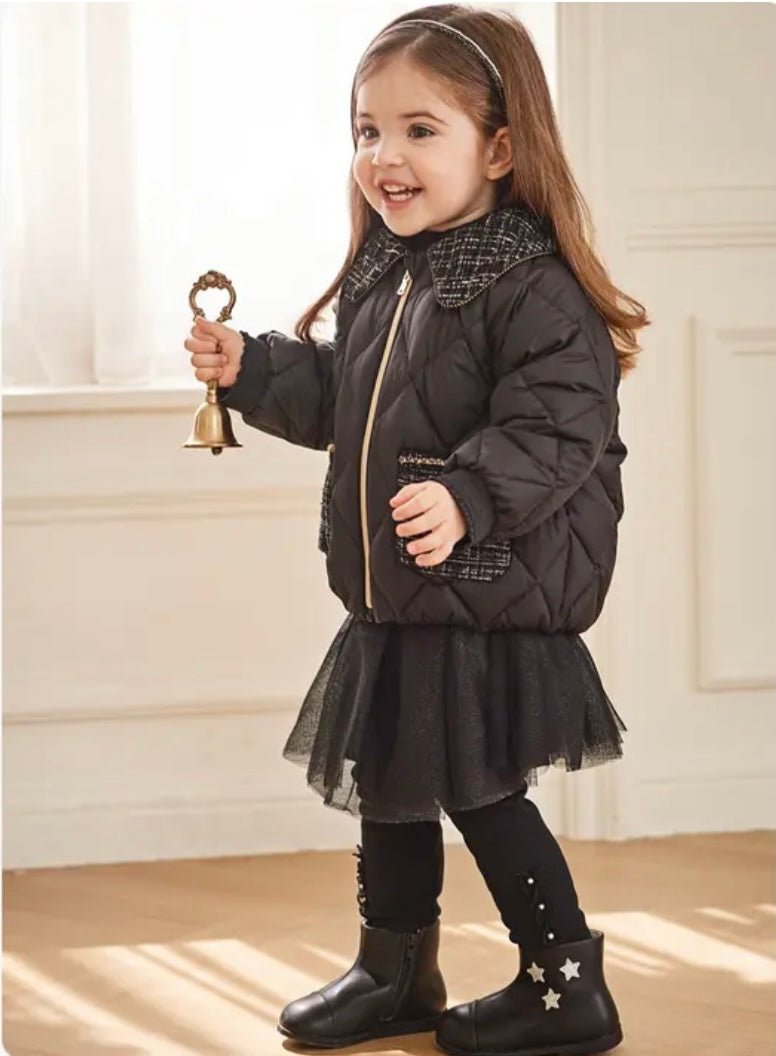 【110cm last one】dave&bella デイブベラ ブラックチュールスカート裏起毛レギンス DB4237485