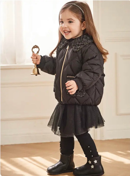 【110cm last one】dave&bella デイブベラ ブラックチュールスカート裏起毛レギンス DB4237485