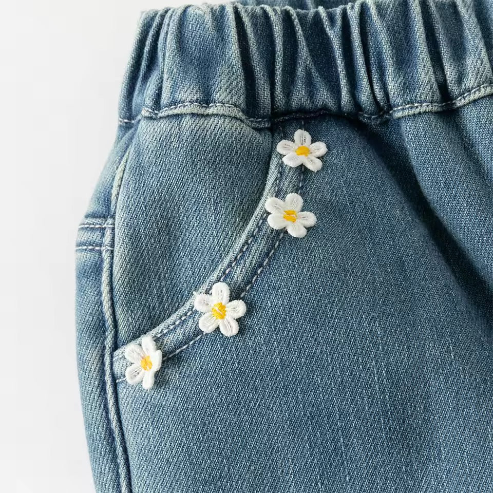 【予約】dave&bella デイブベラ フラワー刺繍裏起毛デニムパンツ DB4254070