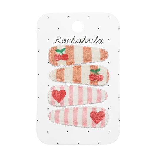 Rockahula Kids ロッカフラキッズ Cherry Stripe Fabric Clip Set