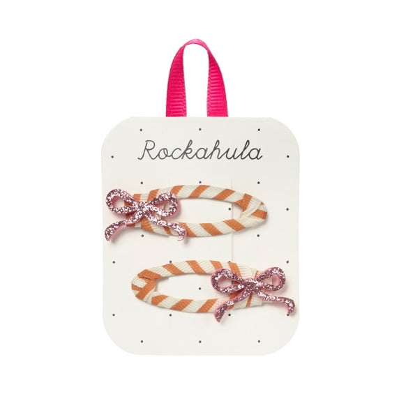 Rockahula Kids ロッカフラキッズ Stripy Glitter Bow Clips