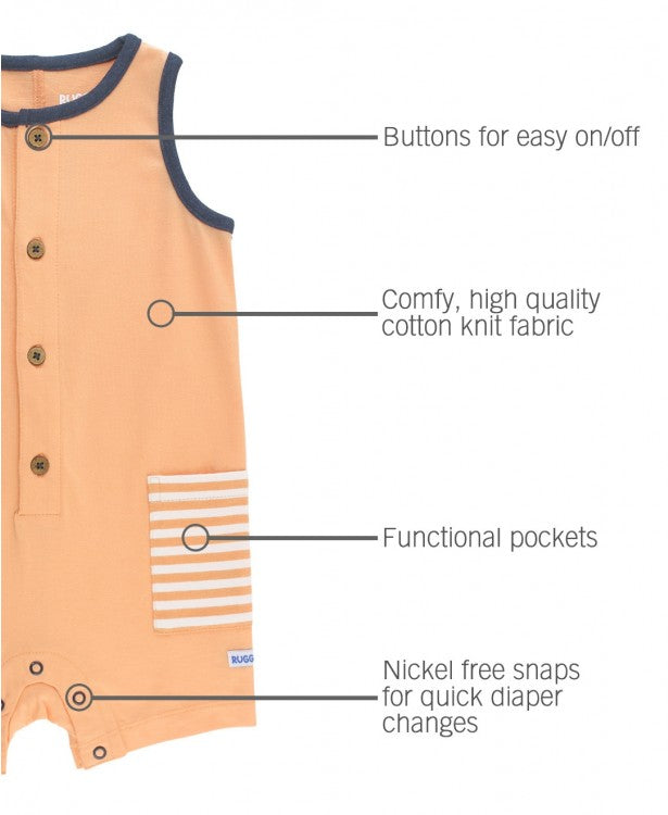 Rugged Butts Melon striped pocket romper