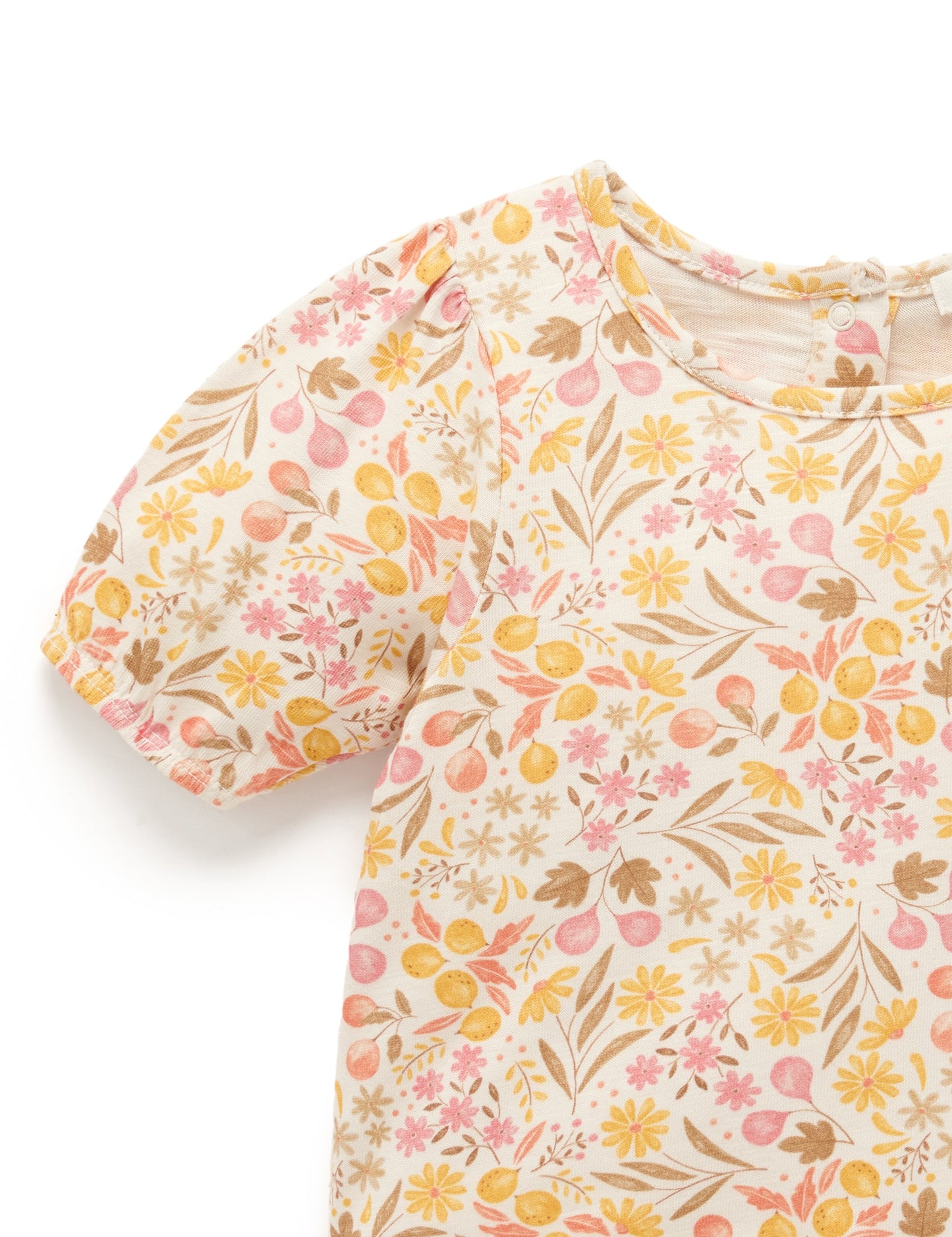 Purebaby ピュアベビー PUFF SLEEVE TEE fruits & flowers print PB1007S23
