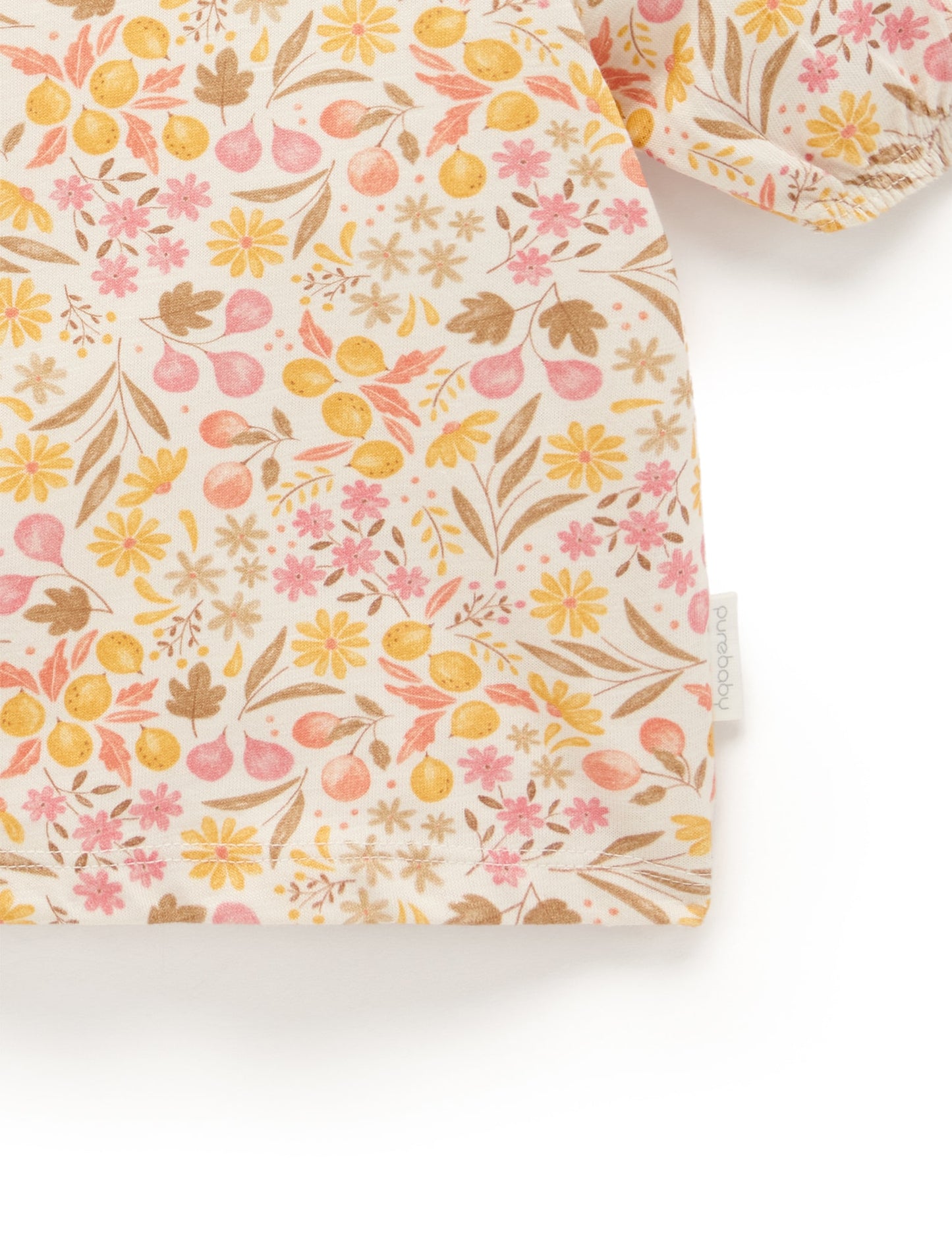 Purebaby ピュアベビー PUFF SLEEVE TEE fruits & flowers print PB1007S23