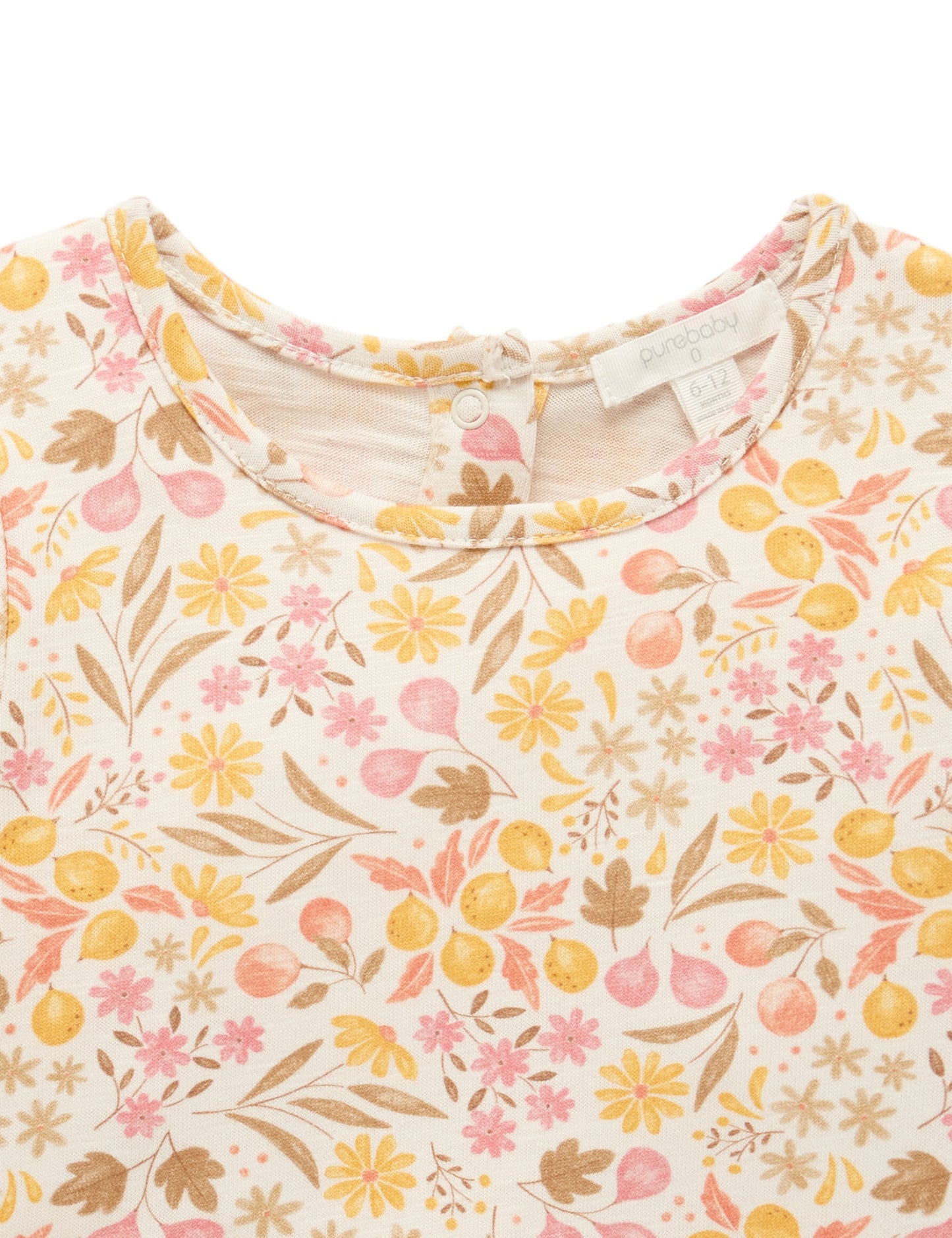 Purebaby ピュアベビー PUFF SLEEVE TEE fruits & flowers print PB1007S23