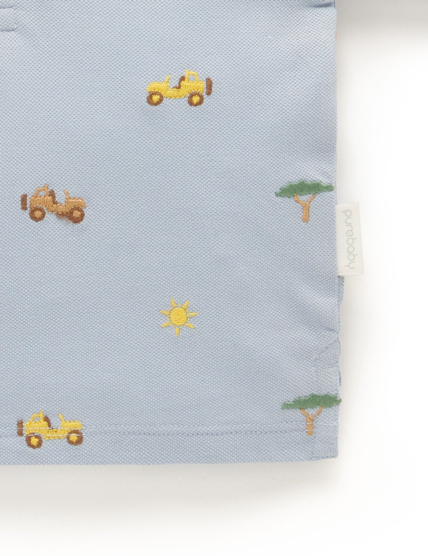 Purebaby ピュアベビー SAFARI POLO SHIRT sky safari broderie PB1025S23