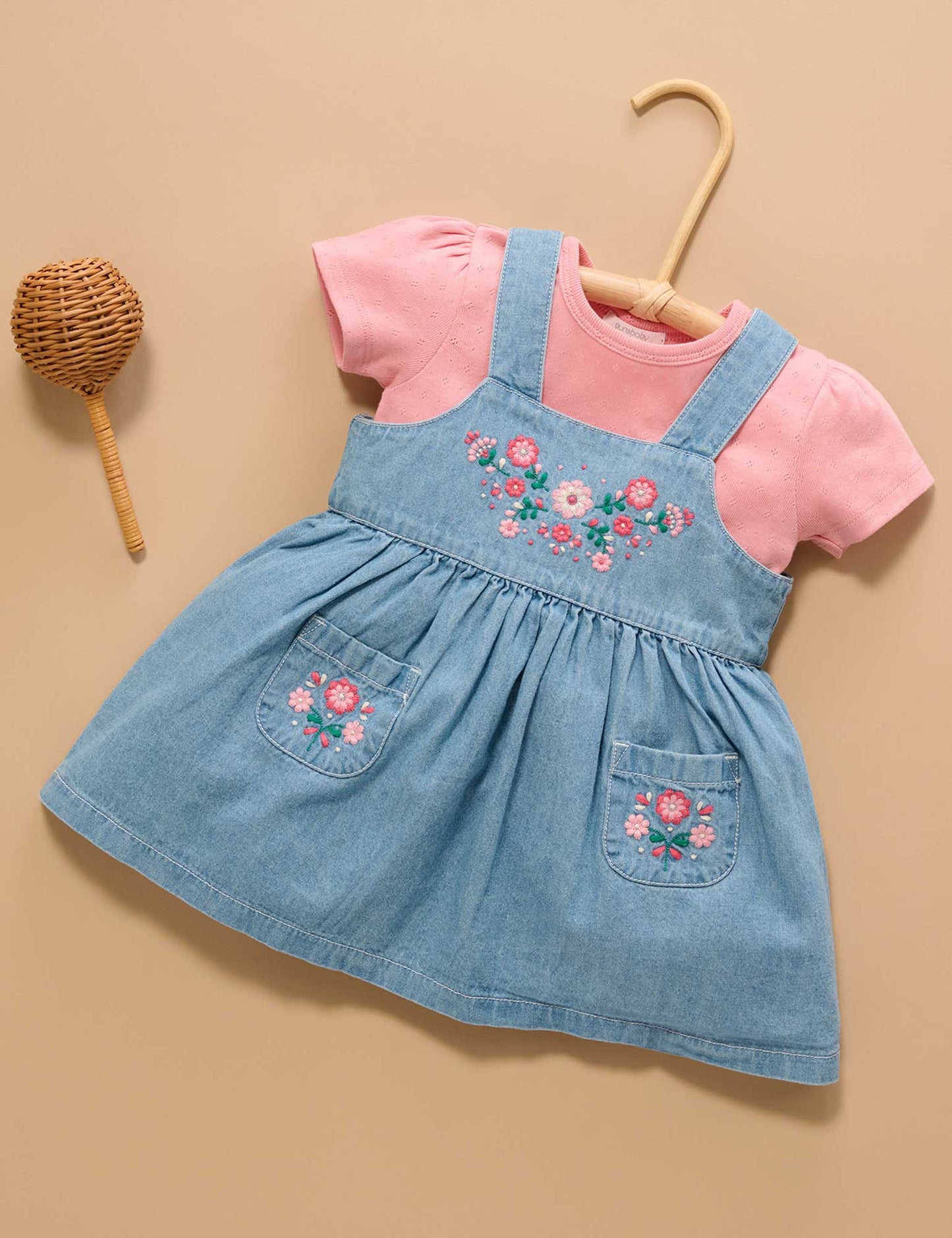 Purebaby ピュアベビー EMBROIDERED PINNIE PB1043S25
