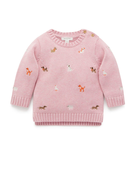 【4 last one】Purebaby ピュアベビー DOGGY EMBROIDERED JUMPER PB2011W24