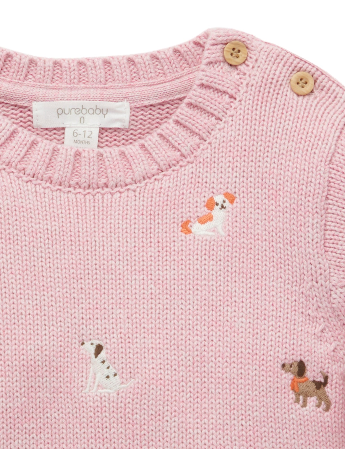 【4 last one】Purebaby ピュアベビー DOGGY EMBROIDERED JUMPER PB2011W24