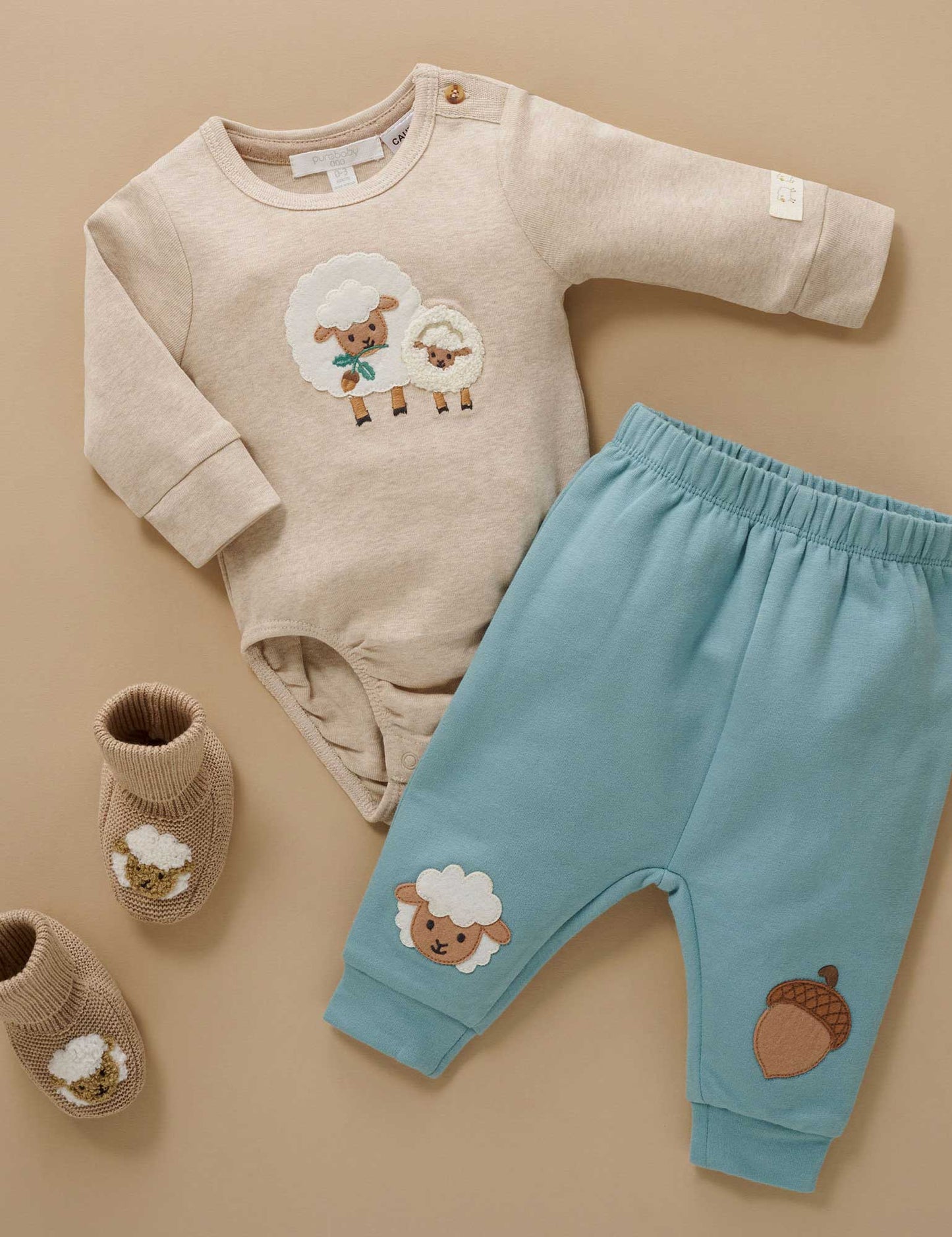 Purebaby ピュアベビー APPLIQUE BODYSUIT SHEEP PN1001W25