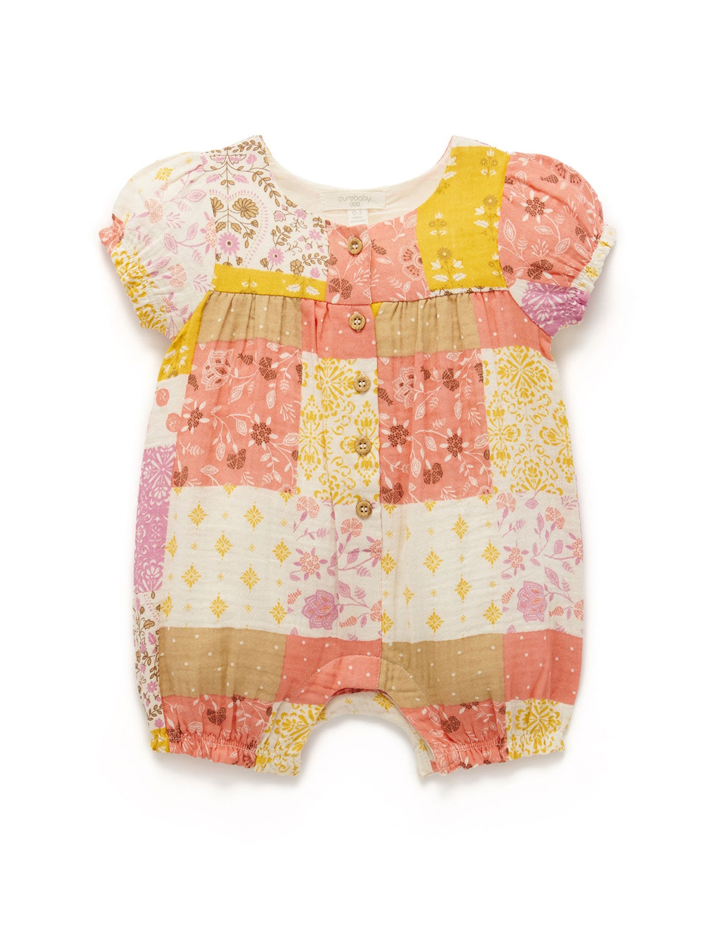 【1 last one】Purebaby ピュアベビー PATCHWORK ROMPER PN1010S23