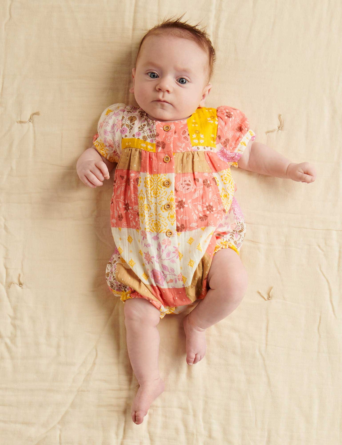 【1 last one】Purebaby ピュアベビー PATCHWORK ROMPER PN1010S23