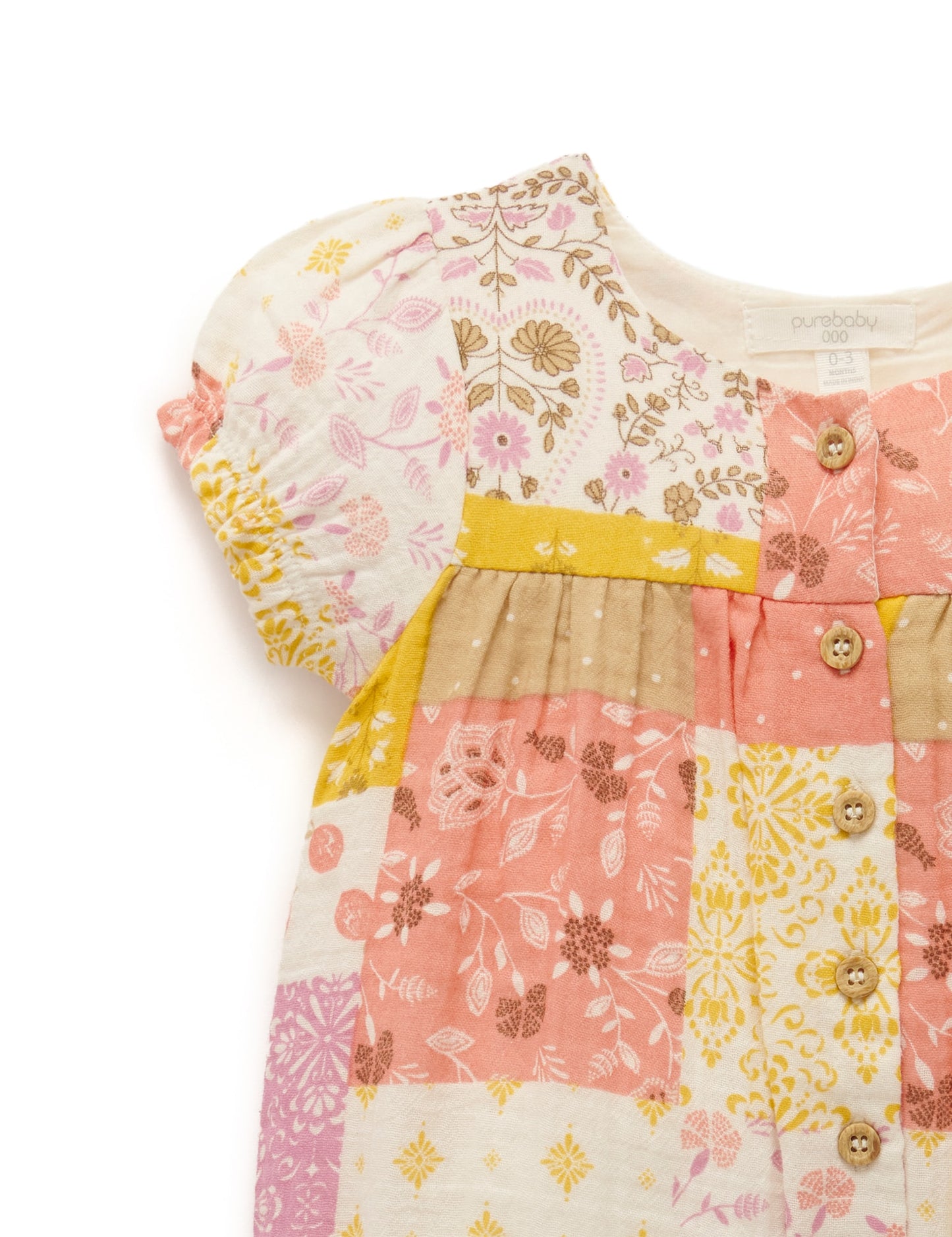【1 last one】Purebaby ピュアベビー PATCHWORK ROMPER PN1010S23