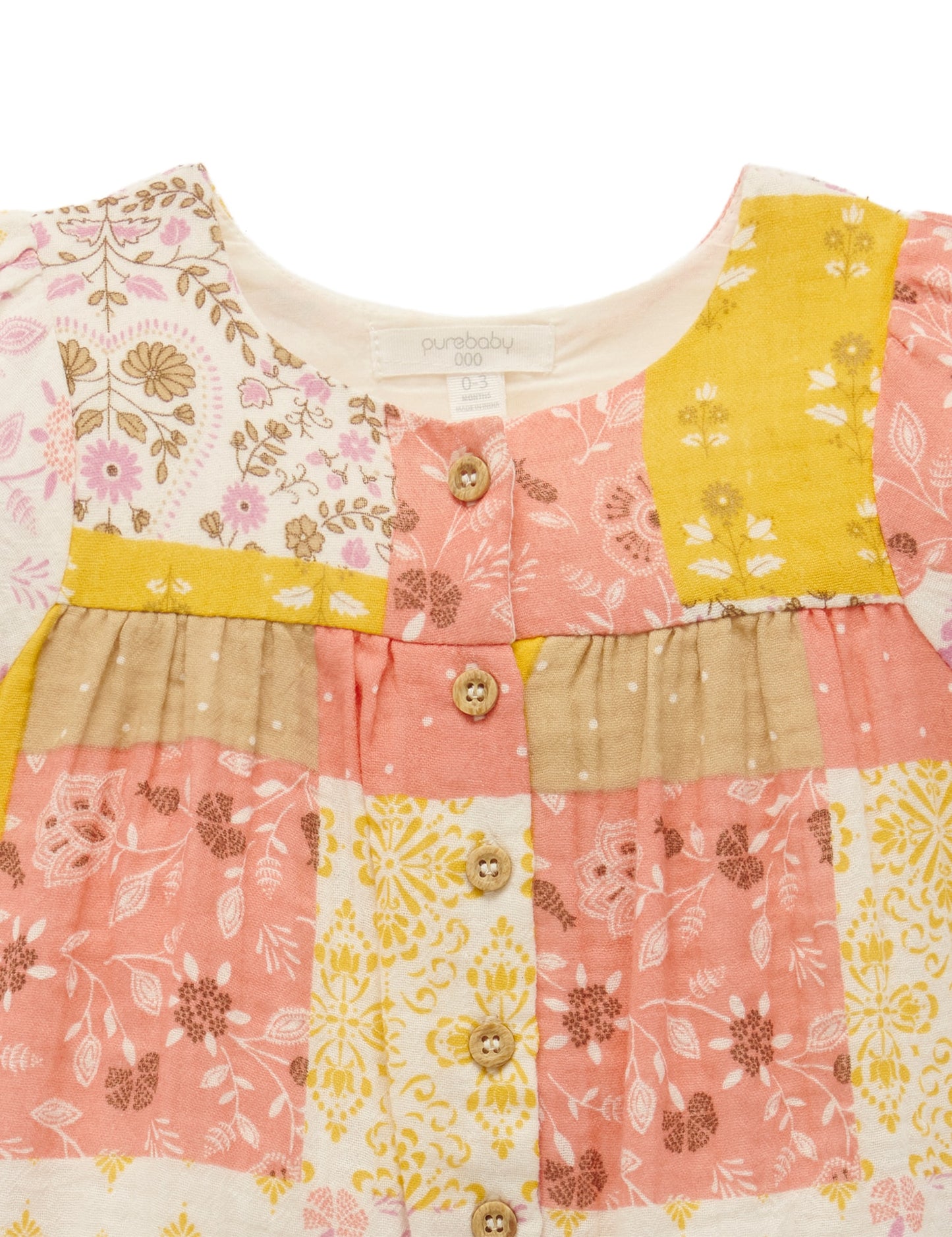 【1 last one】Purebaby ピュアベビー PATCHWORK ROMPER PN1010S23