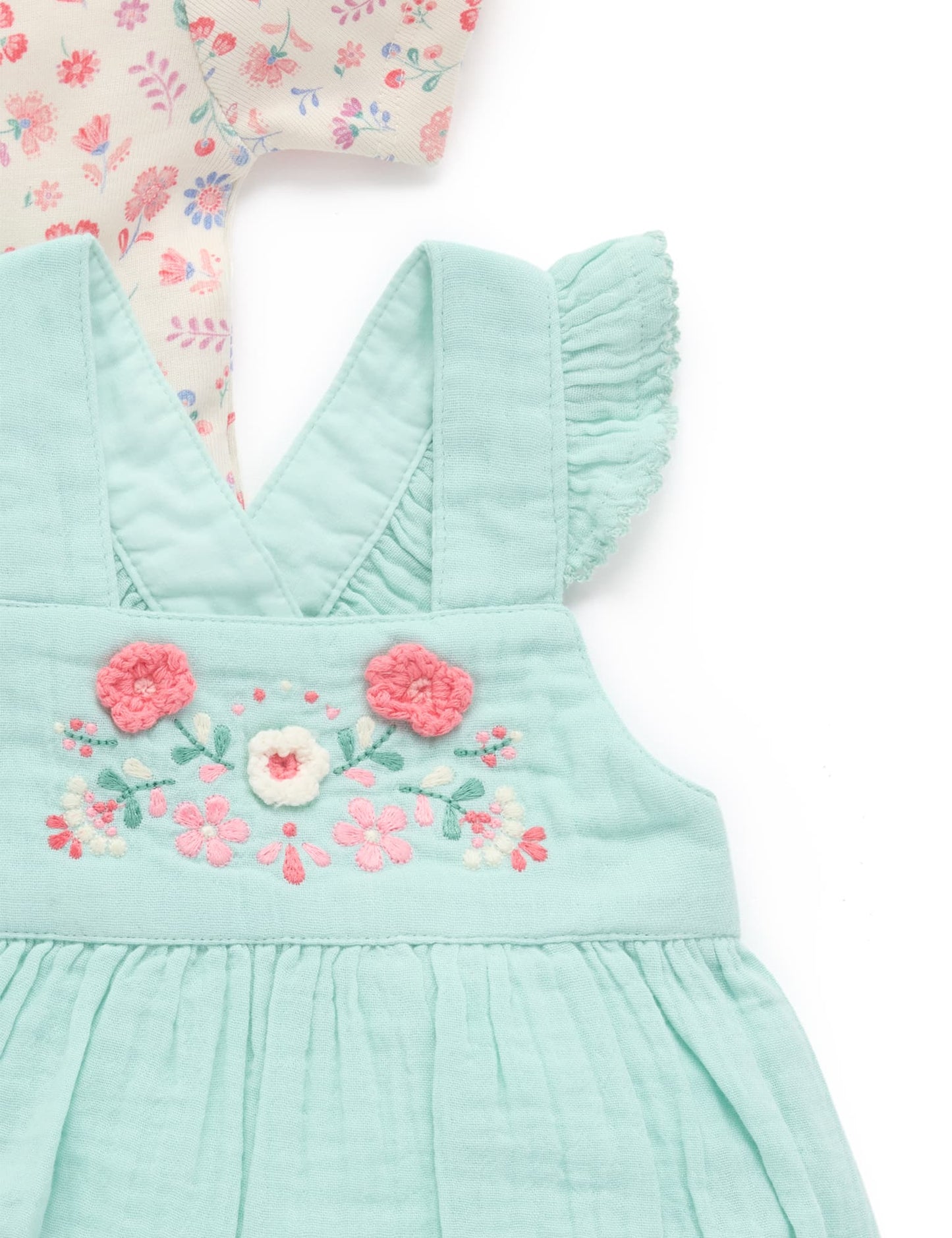 Purebaby ピュアベビー EMBROIDERED OVERALL SET PN1011S25