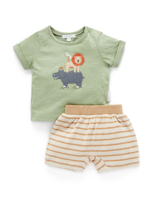 Purebaby ピュアベビー TOWELLING SHORT AND TEE SET 	 PN1041S23