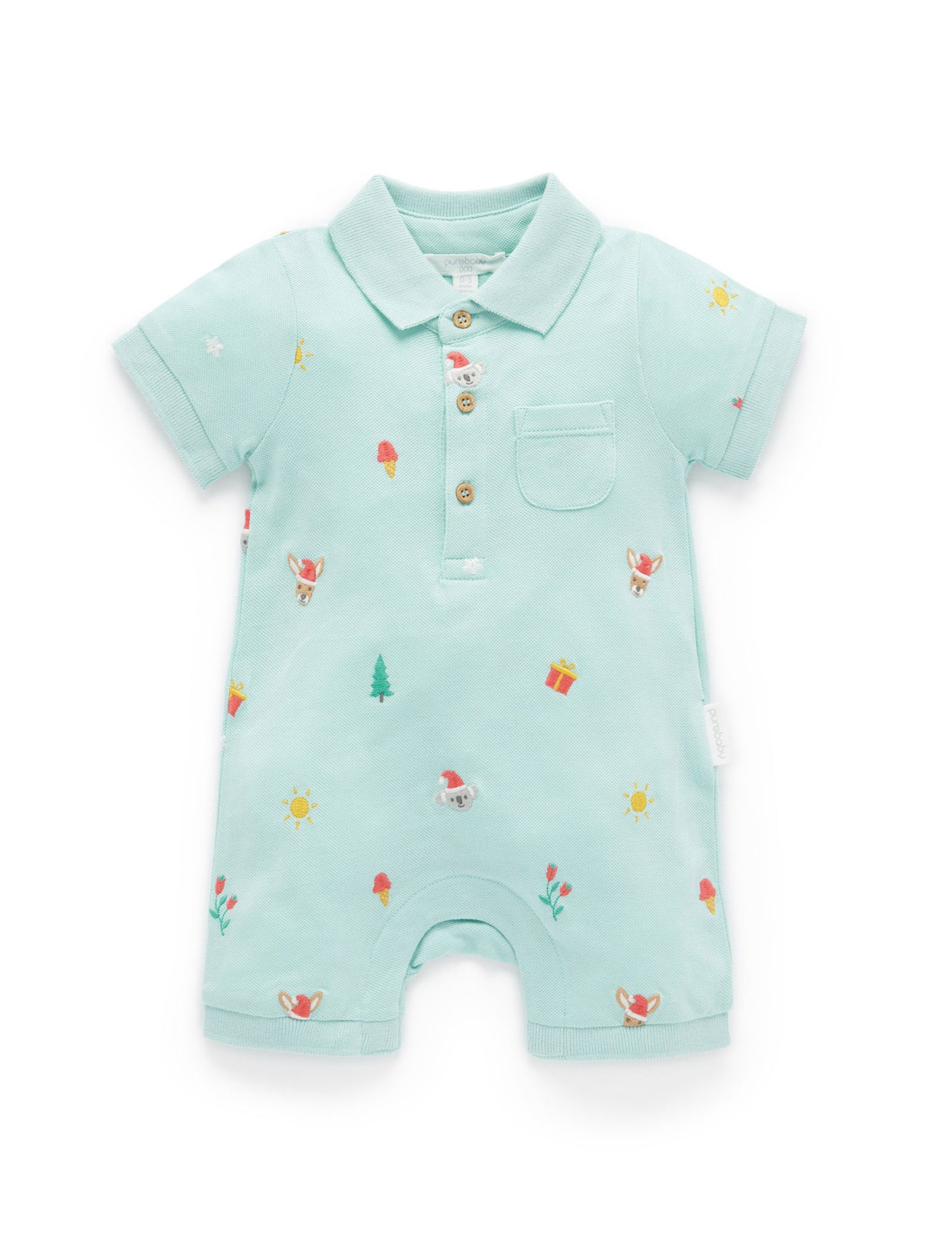 Purebaby ピュアベビー CHRISTMAS POLO GROWSUIT PN3009S23