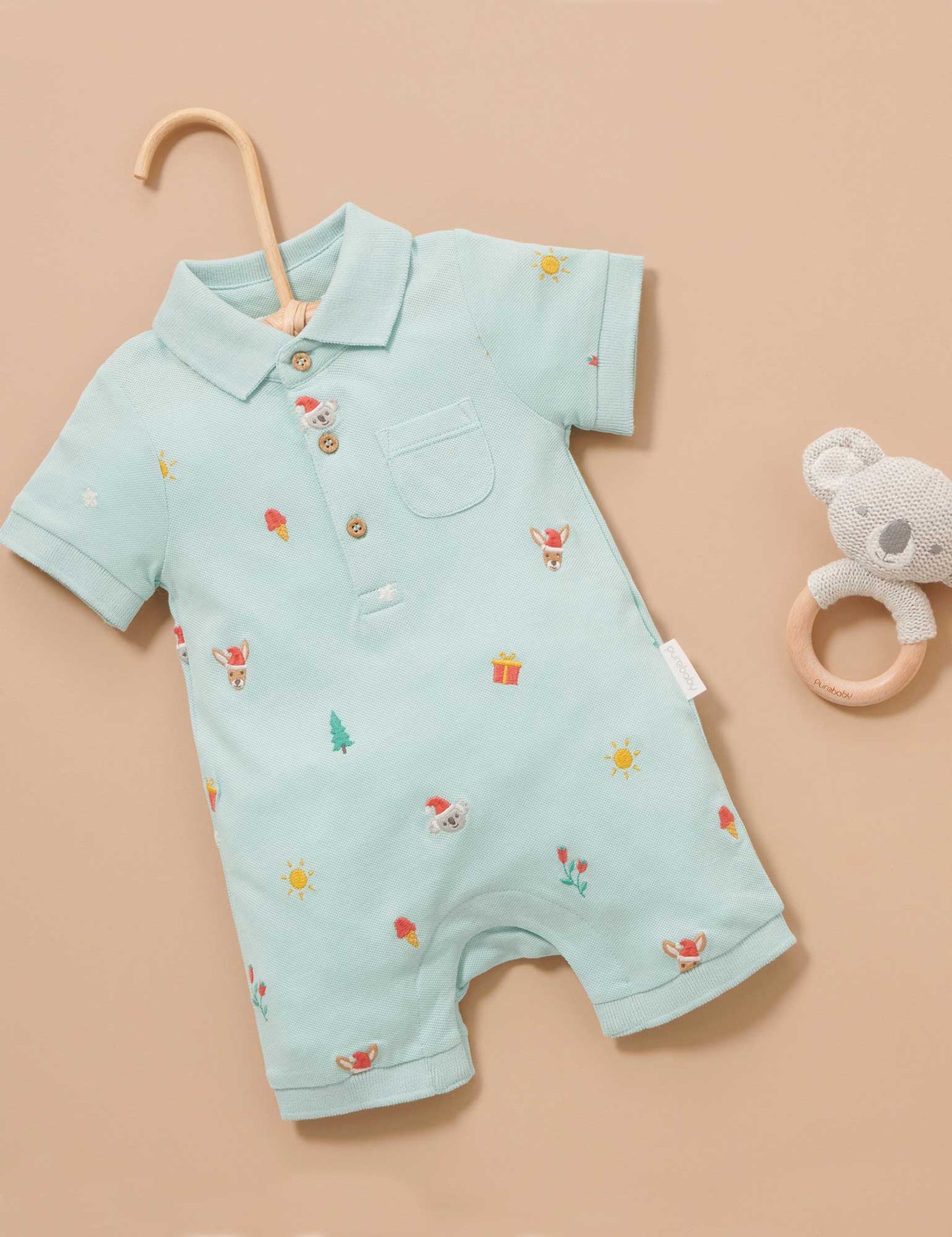 Purebaby ピュアベビー CHRISTMAS POLO GROWSUIT PN3009S23