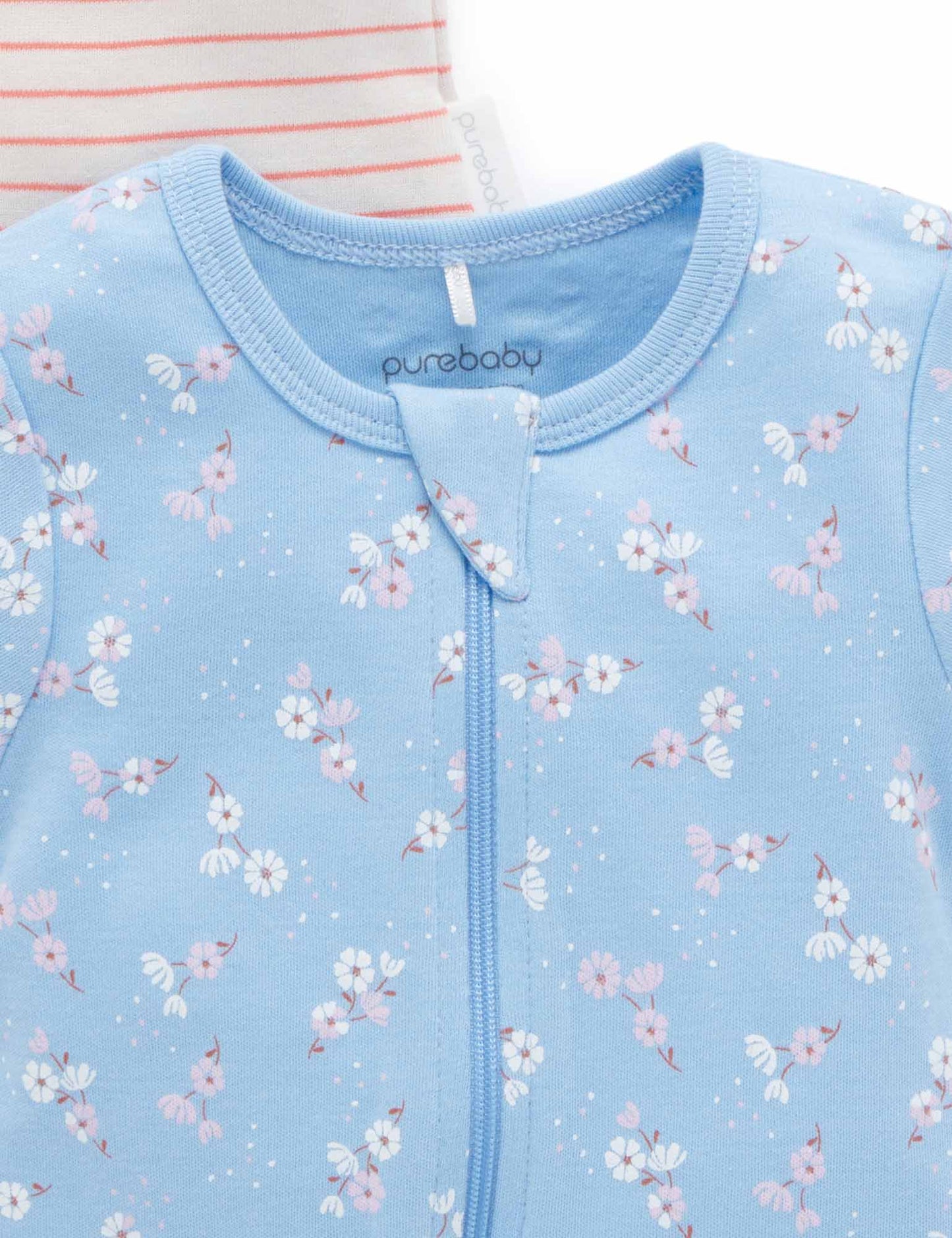 Purebaby ピュアベビー 2 PACK S/SLV DIGITAL GROWSUIT flower patch print PNW1018NS