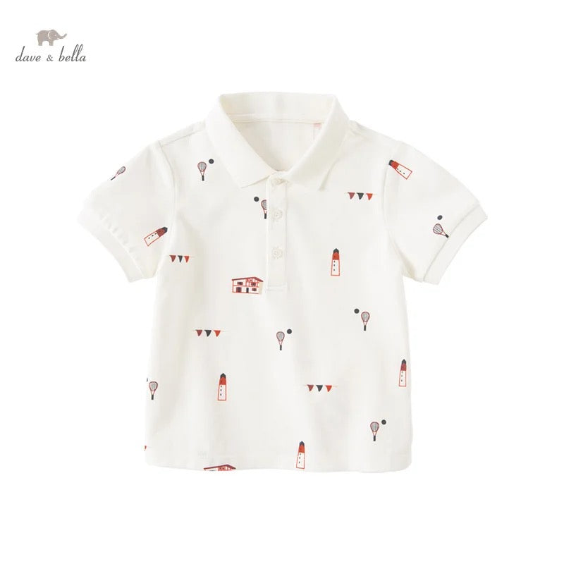 dave&bella デイブベラ イラストホワイトポロシャツ DB2235118