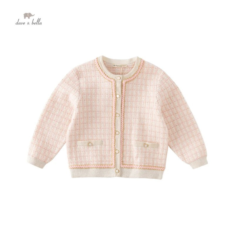 【80cm last one】dave&bella デイブベラ ピンクチェックカーディガン DB3236149