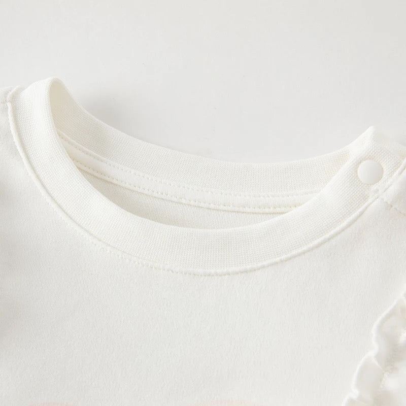 dave&bella Dave Bella Rabbit Illustration Shoulder Ruffle Long T-shirt DB3236095