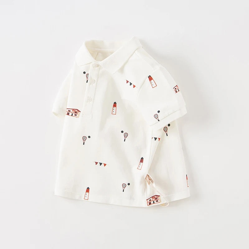 dave&bella デイブベラ イラストホワイトポロシャツ DB2235118