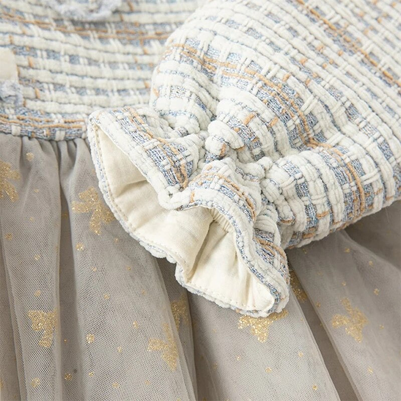 dave&bella Dave Bella Lame Ribbon Tulle Skirt Tweed Dress with Pochette DB3236286