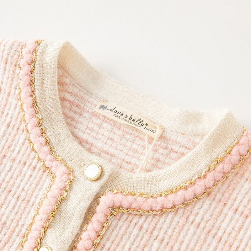 【80cm last one】dave&bella デイブベラ ピンクチェックカーディガン DB3236149