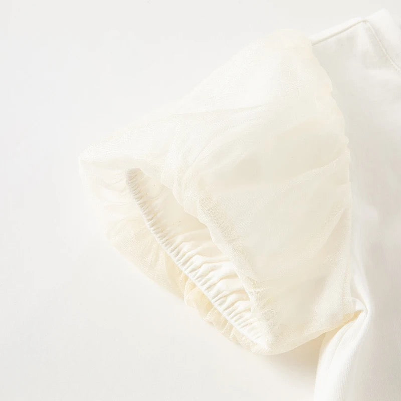 dave&bella デイブベラ フラワーバッグデザインチュールスリーブトップス DB2234138