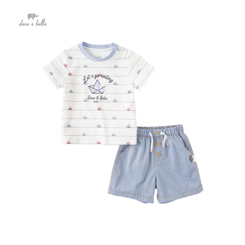 dave&bella デイブベラ 折り紙デザインTシャツ&ハーフパンツセット DB2235237