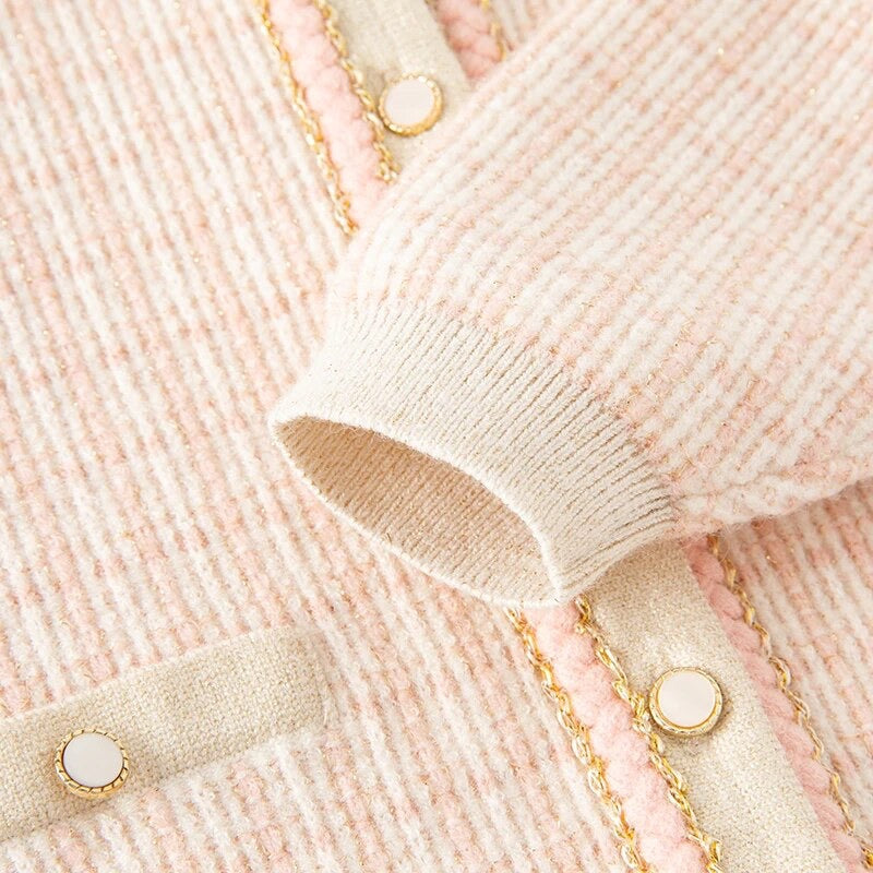 【80cm last one】dave&bella デイブベラ ピンクチェックカーディガン DB3236149