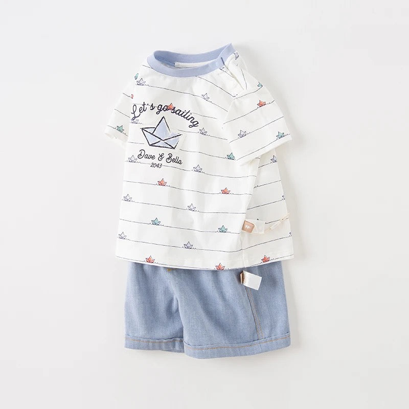 dave&bella デイブベラ 折り紙デザインTシャツ&ハーフパンツセット DB2235237