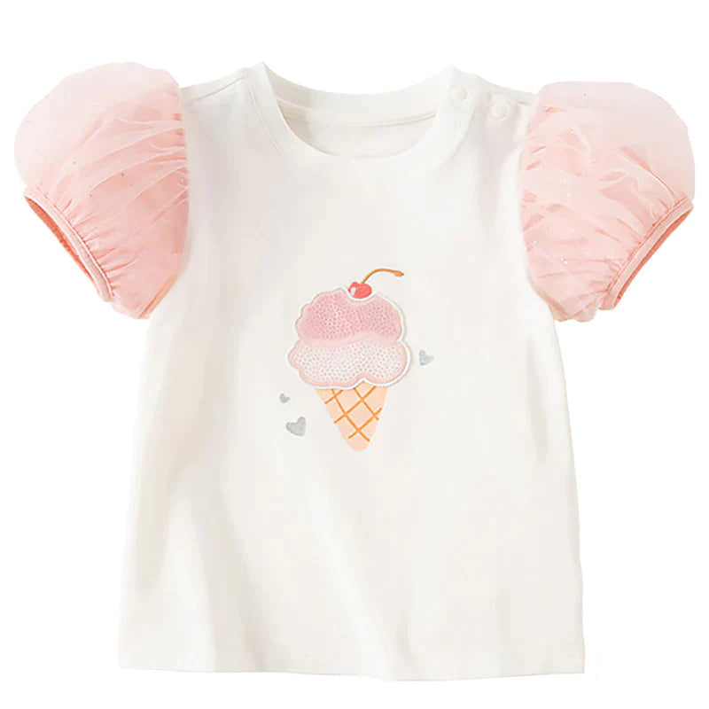 dave&bella Dave Bella Ice Cream Design Tulle Sleeve Tops DB2234079