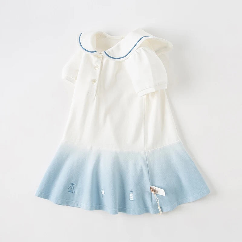 dave&bella Dave Bella Marine embroidery gradation sailor polo dress DB2235618