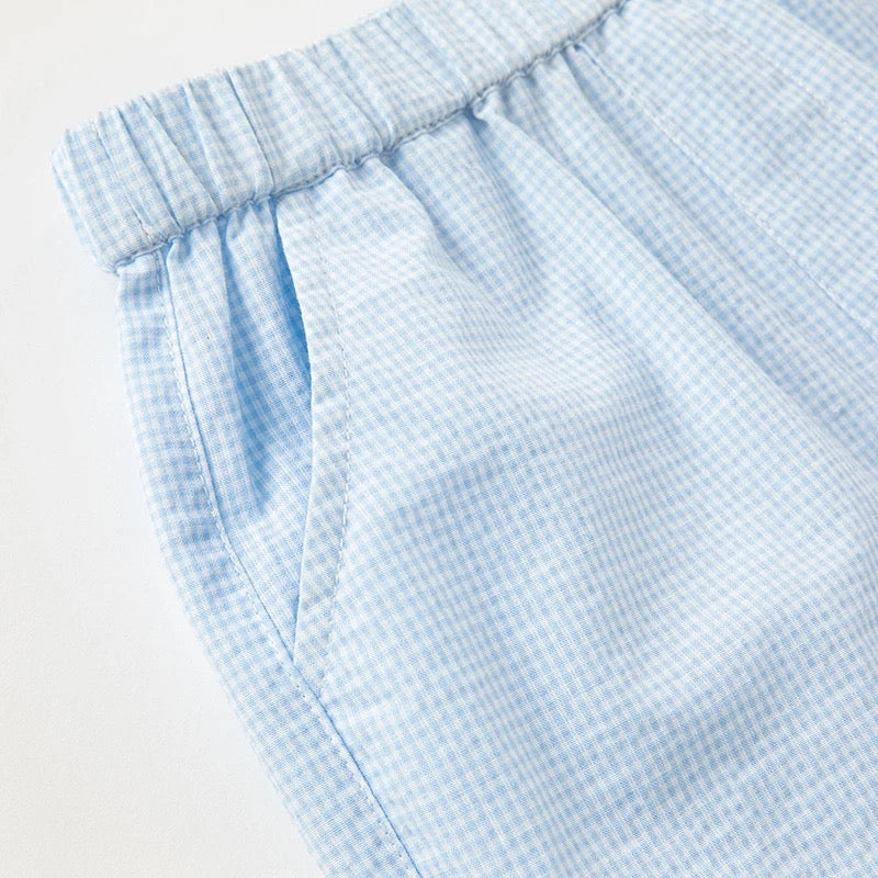 【73cm last one】dave&bella デイブベラ ヨットデザイントップス&ライトブルーチェックパンツセット DB2235185