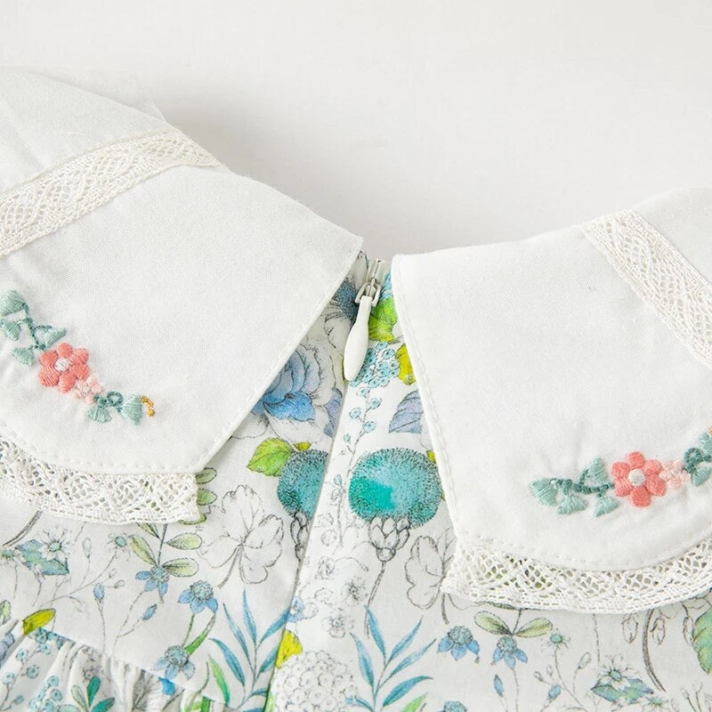 dave&bella デイブベラ グリーンブルーフローラルワンピース DB2235218