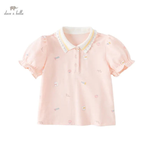 【90cm last one】dave&bella デイブベラ うさちゃんデザインパフスリーブポロシャツ DB2235519