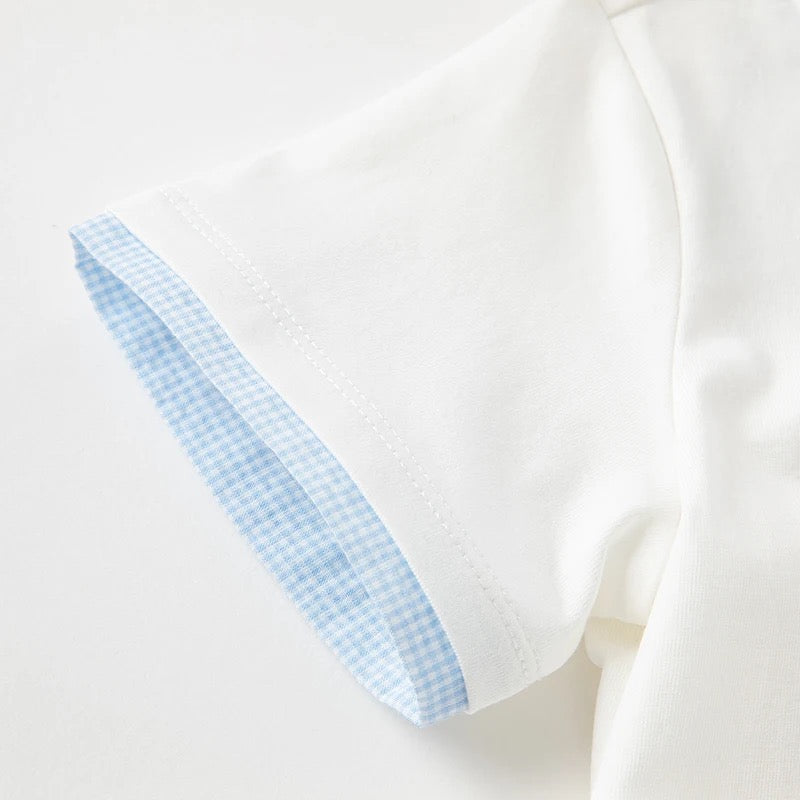 【73cm last one】dave&bella デイブベラ ヨットデザイントップス&ライトブルーチェックパンツセット DB2235185