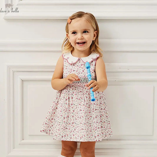 【73cm last 1】dave&bella デイブベラ ピンクフローラルスモッキングワンピース DB2234639