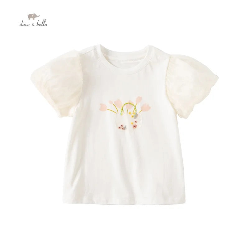 dave&bella デイブベラ フラワーバッグデザインチュールスリーブトップス DB2234138