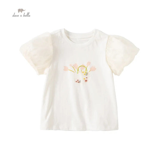 dave&bella デイブベラ フラワーバッグデザインチュールスリーブトップス DB2234138