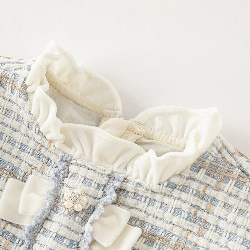 dave&bella Dave Bella Lame Ribbon Tulle Skirt Tweed Dress with Pochette DB3236286