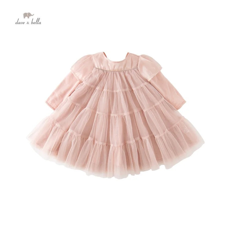 【80cm last one】dave&bella デイブベラ バックリボンチュールワンピース DB3235720