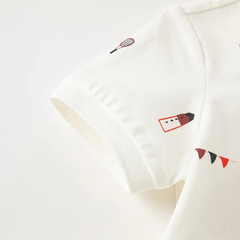 dave&bella デイブベラ イラストホワイトポロシャツ DB2235118