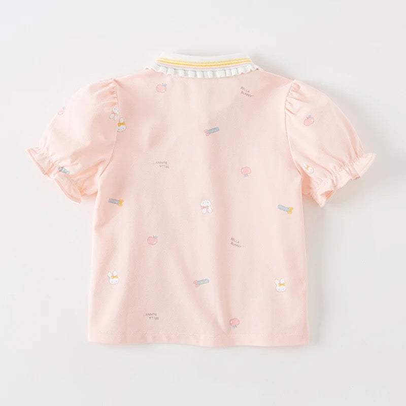 【90cm last one】dave&bella デイブベラ うさちゃんデザインパフスリーブポロシャツ DB2235519