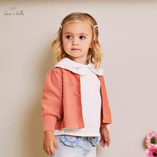 dave&bella Dave Bella Orange cardigan with pompom DB1230286 90cm