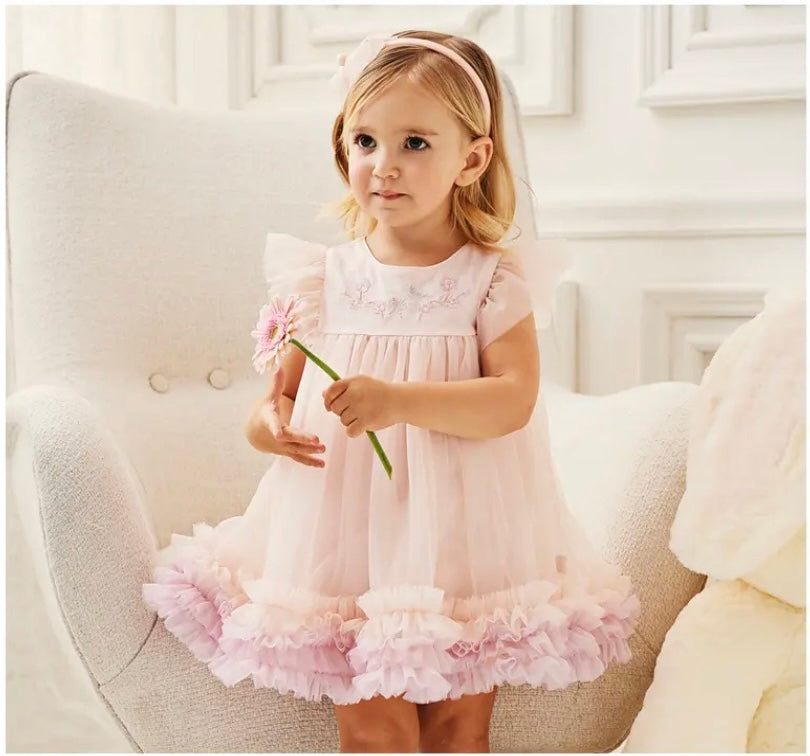 dave&bella Dave Bella Flower embroidery hem ruffle design dress DB2235626 90cm