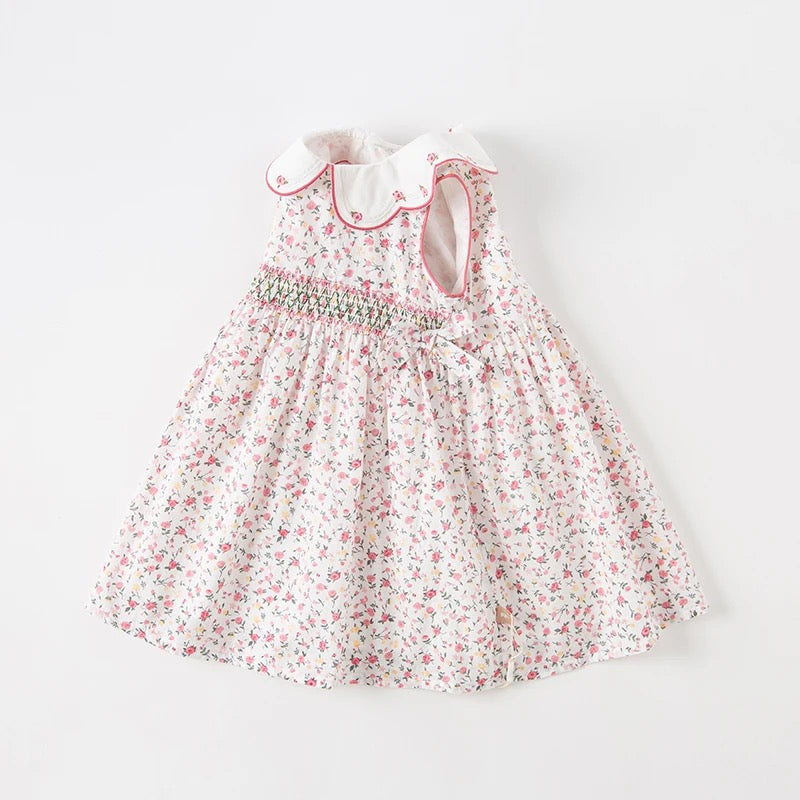 【73cm last 1】dave&bella デイブベラ ピンクフローラルスモッキングワンピース DB2234639