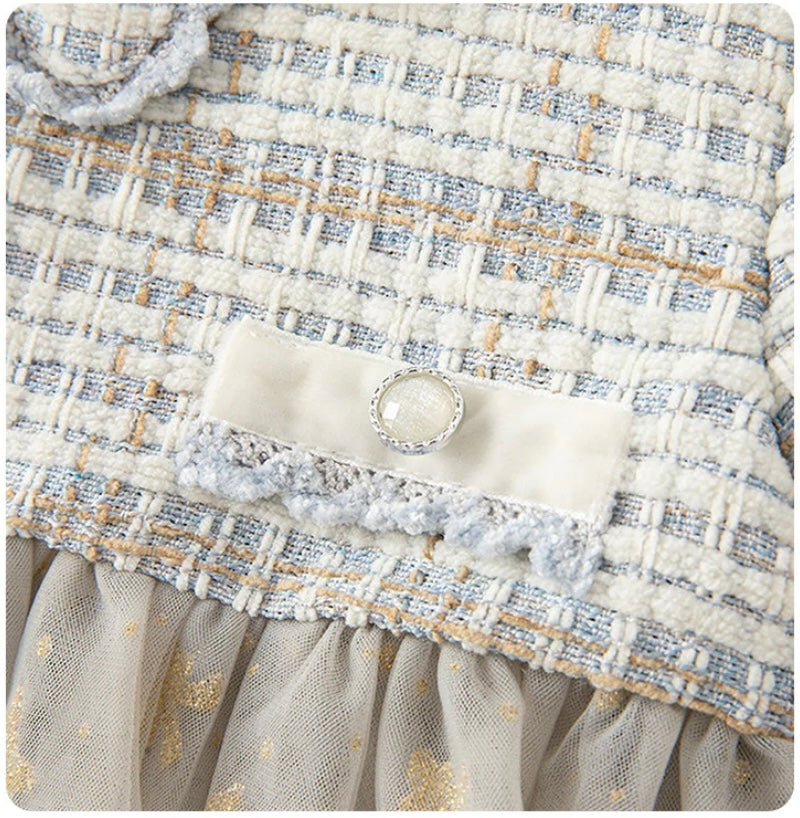 dave&bella Dave Bella Lame Ribbon Tulle Skirt Tweed Dress with Pochette DB3236286